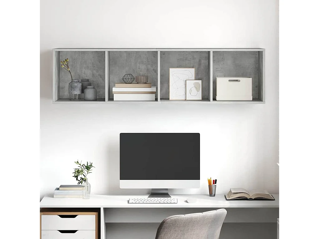 Berkfield Wall-mounted TV Cabinet Concrete Grey 37x37x142.5 cm Engineered Wood