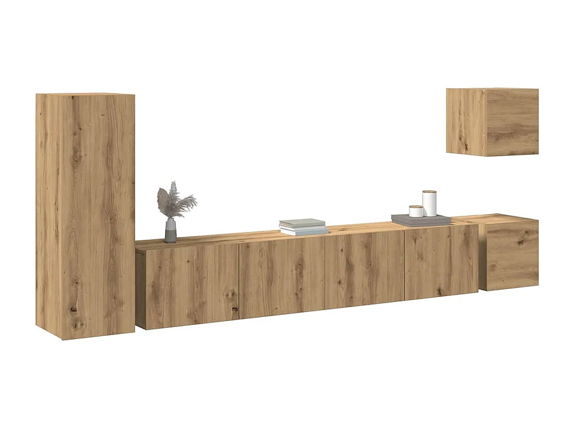 Berkfield 5 Piece TV Cabinet Set Wall-mounted Artisan Oak Engineered Wood