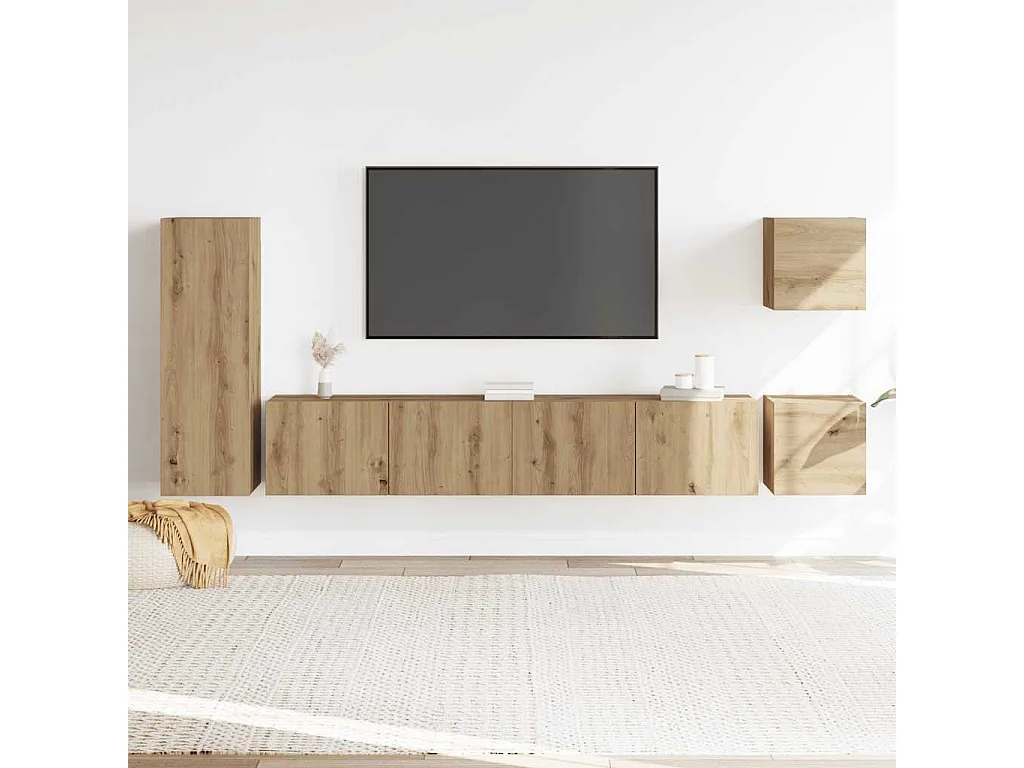 Berkfield 5 Piece TV Cabinet Set Wall-mounted Artisan Oak Engineered Wood