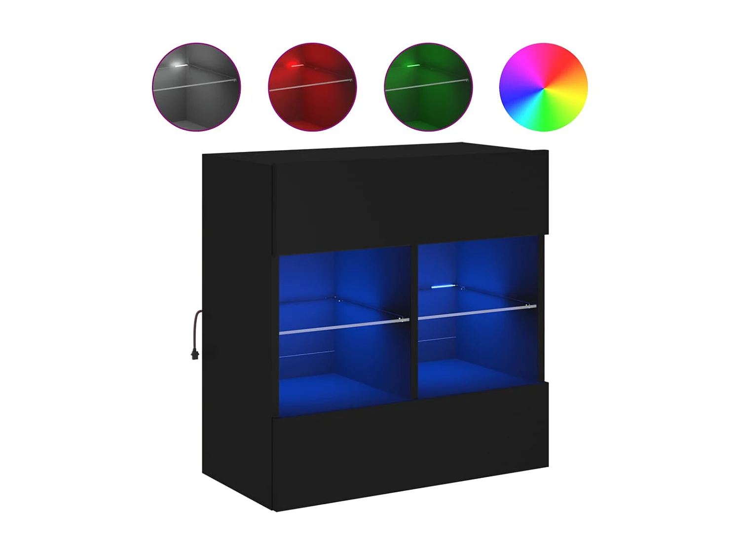 Berkfield TV Wall Cabinet with LED Lights Black 58.5x30x60.5 cm