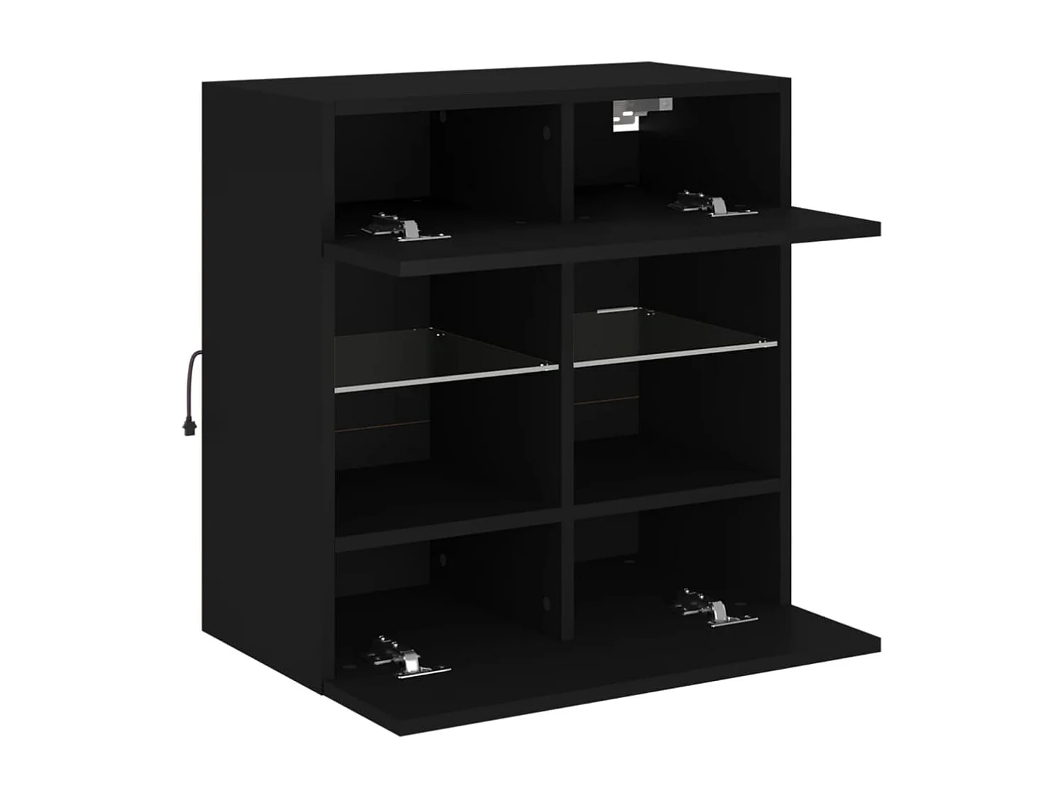 Berkfield TV Wall Cabinet with LED Lights Black 58.5x30x60.5 cm