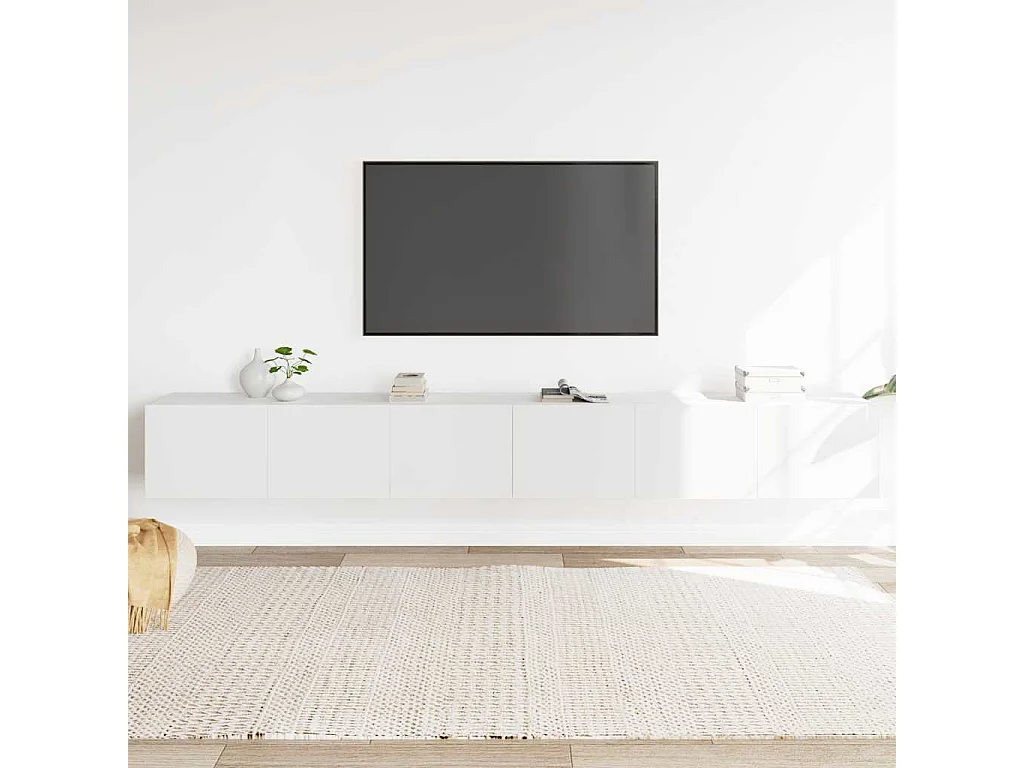 Berkfield 3 Piece TV Cabinet Set White Engineered Wood