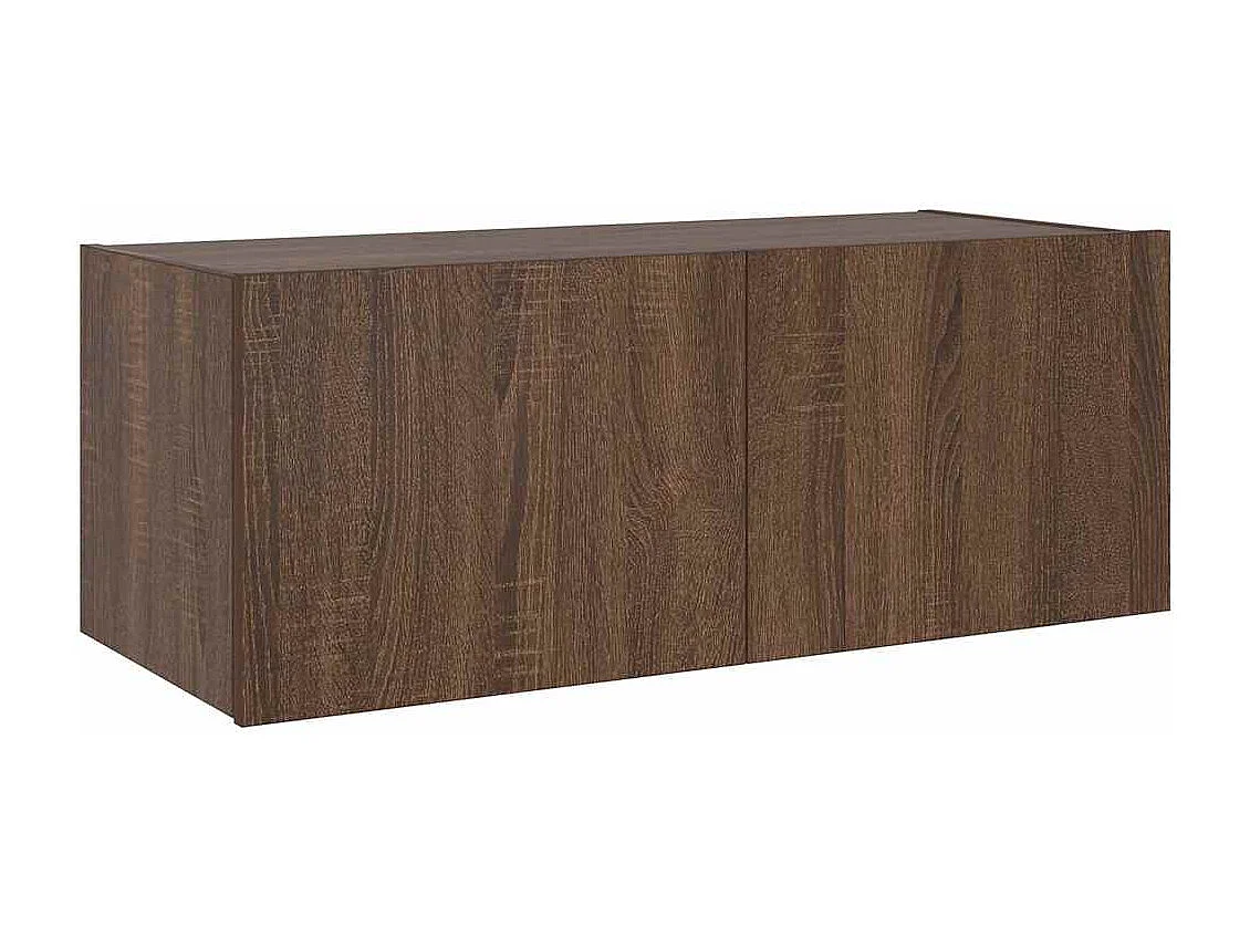 Berkfield TV Wall Cabinet with LED Lights Brown Oak 80x35x31 cm