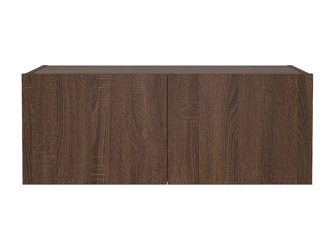 Berkfield TV Wall Cabinet with LED Lights Brown Oak 80x35x31 cm