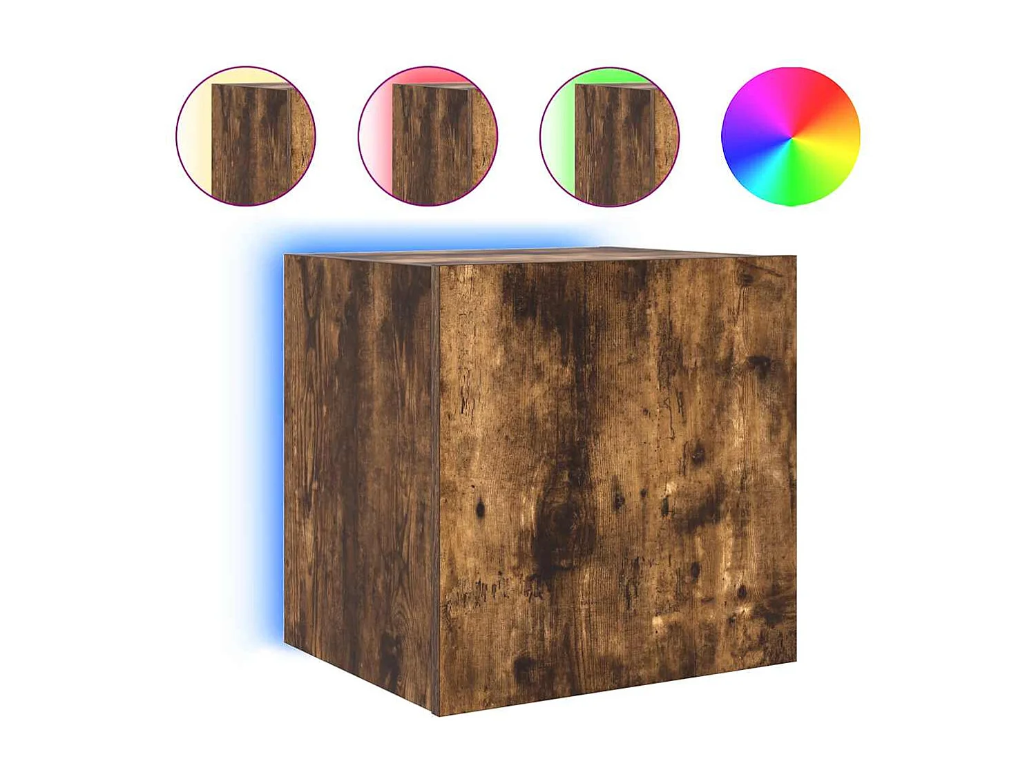 Berkfield TV Wall Cabinet with LED Lights Smoked Oak 40.5x35x40 cm