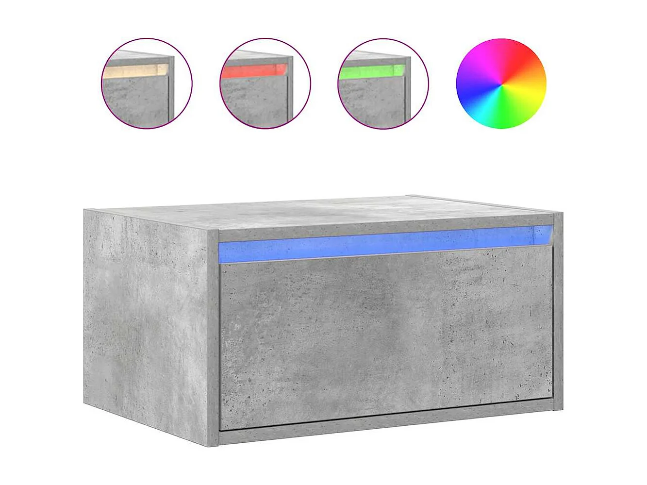 Berkfield Wall-mounted Bedside Cabinet with LED Lights Concrete Grey