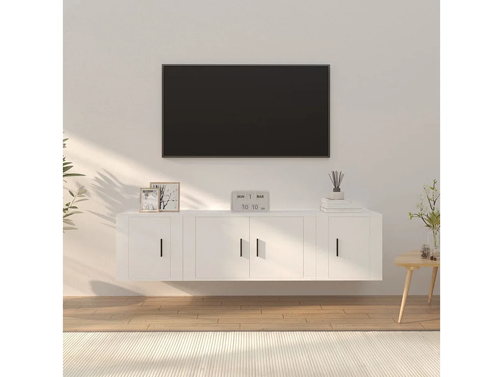 Berkfield 3 Piece TV Cabinet Set White Engineered Wood
