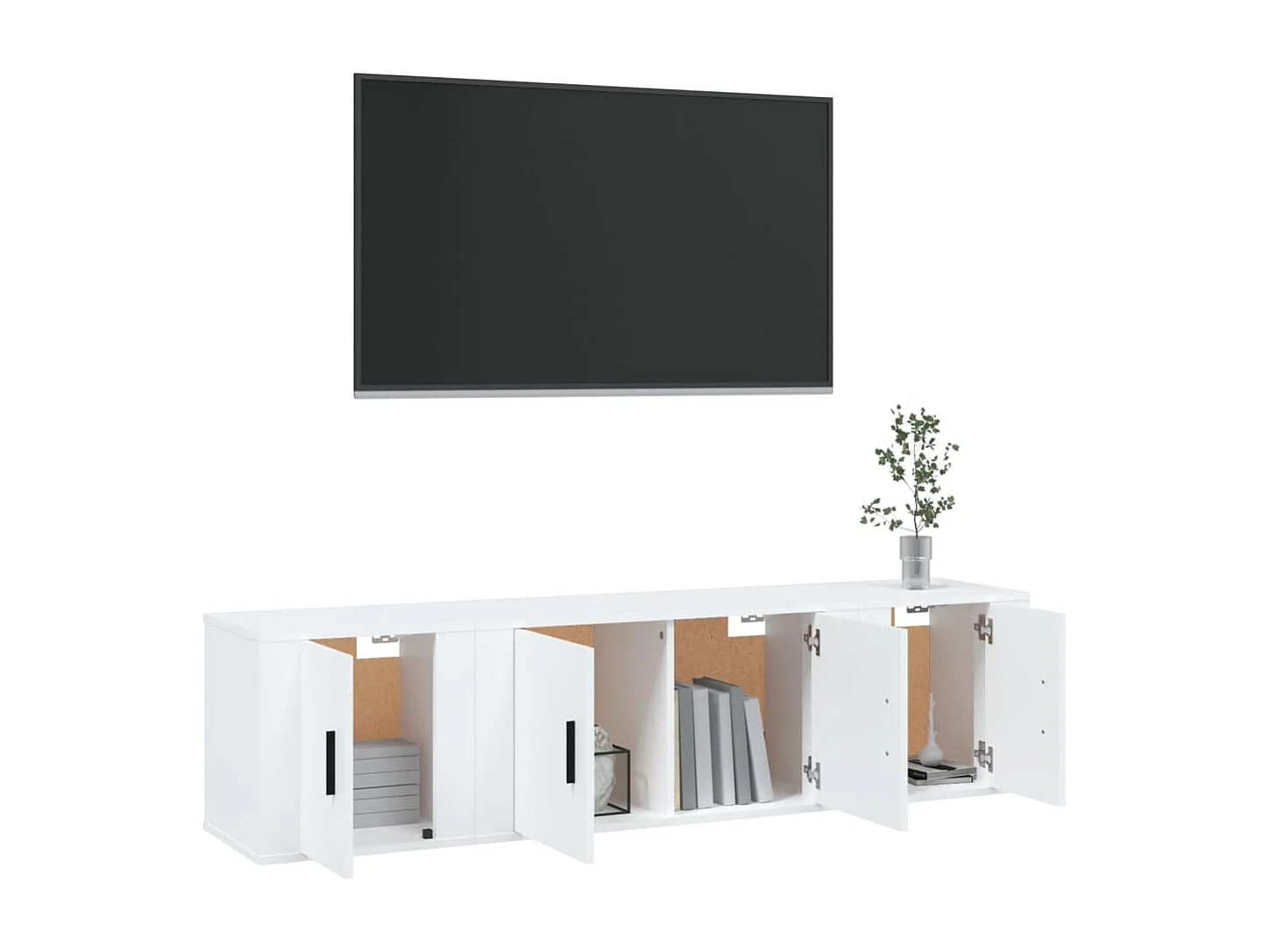 Berkfield 3 Piece TV Cabinet Set White Engineered Wood