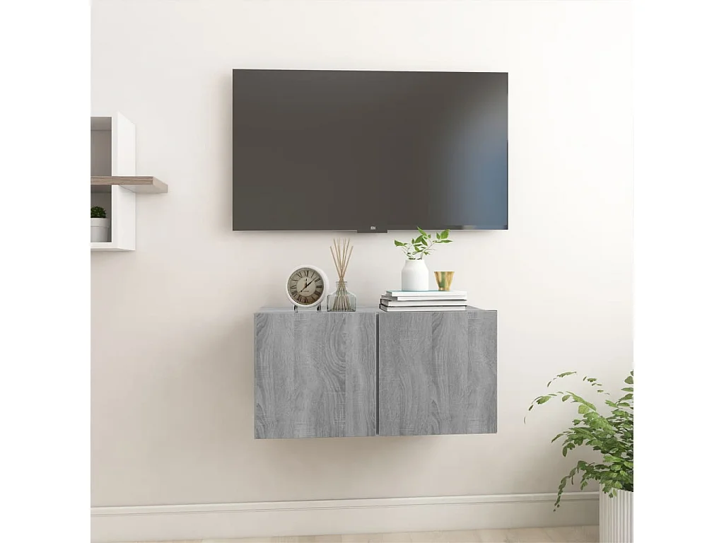 Berkfield Hanging TV Cabinet Grey Sonoma 60x30x30 cm Engineered Wood