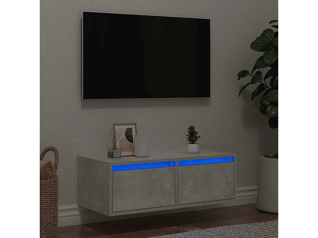 Berkfield TV Cabinet with LED Lights Concrete Grey 75x35.5x25 cm