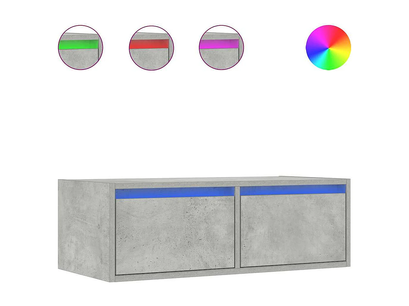Berkfield TV Cabinet with LED Lights Concrete Grey 75x35.5x25 cm