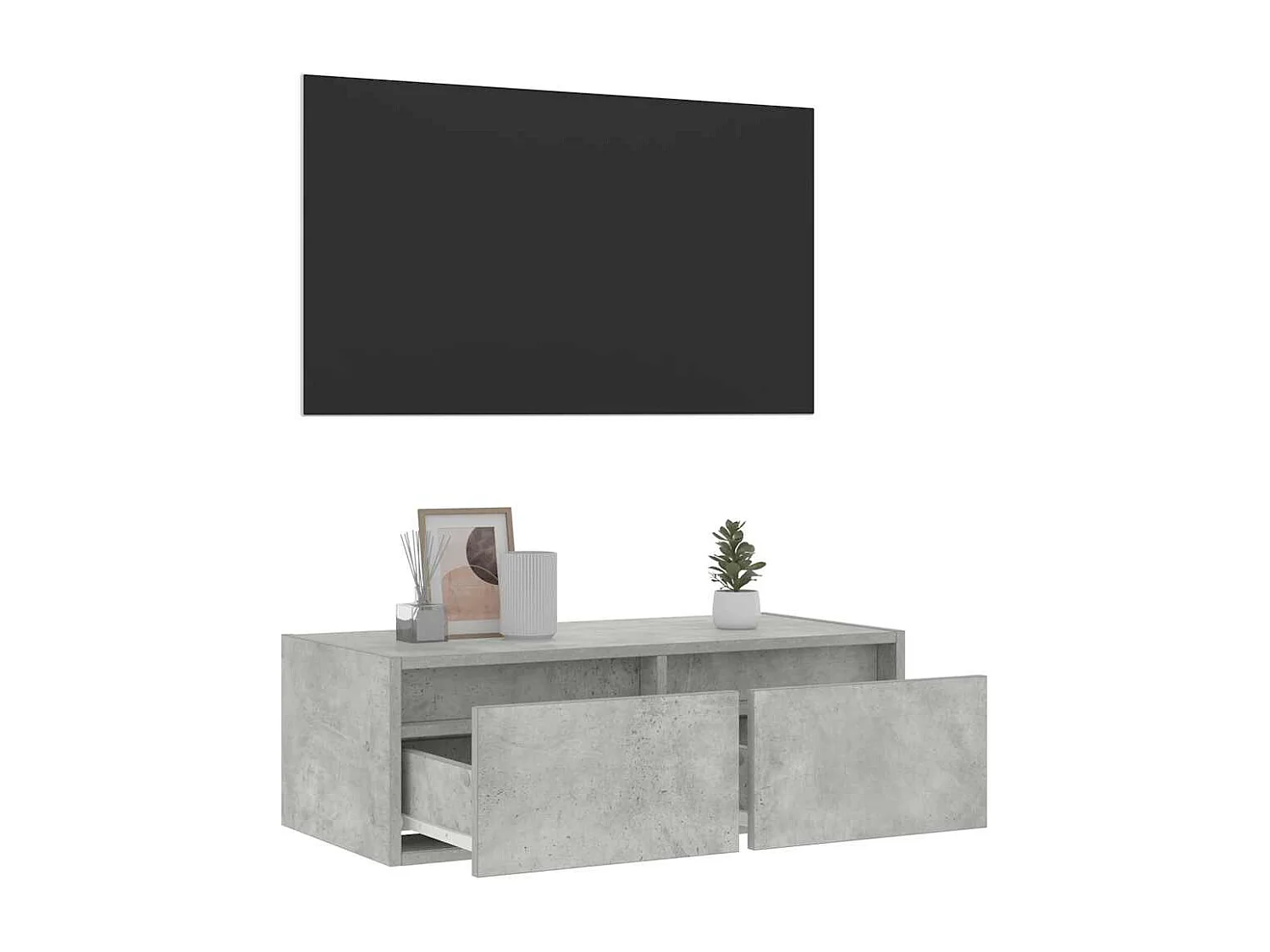 Berkfield TV Cabinet with LED Lights Concrete Grey 75x35.5x25 cm