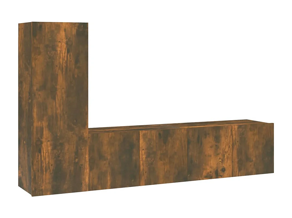 Berkfield 3 Piece TV Cabinet Set Smoked Oak Engineered Wood