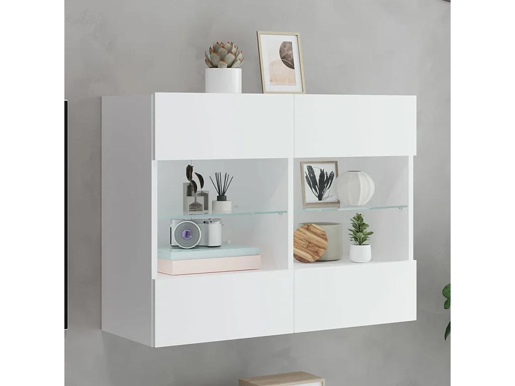Berkfield TV Wall Cabinet with LED Lights White 78.5x30x60.5 cm