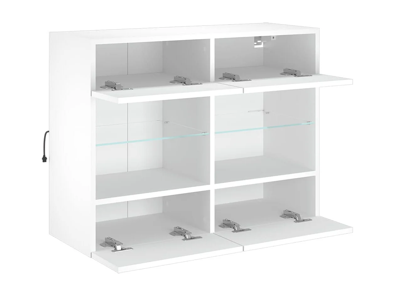 Berkfield TV Wall Cabinet with LED Lights White 78.5x30x60.5 cm