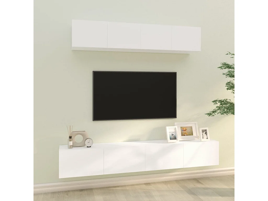 Berkfield 4 Piece TV Cabinet Set White Engineered Wood