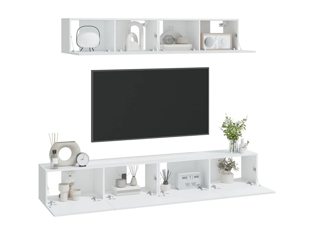 Berkfield 4 Piece TV Cabinet Set White Engineered Wood