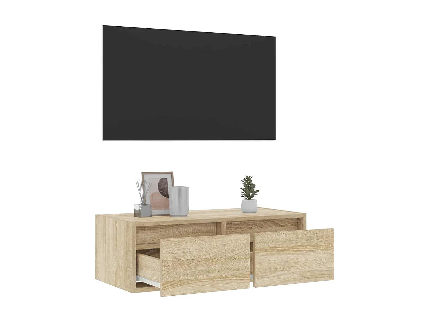 Berkfield TV Cabinet with LED Lights Sonoma Oak 75x35.5x25 cm