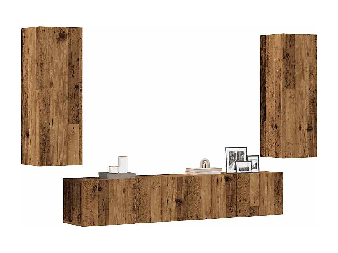 Berkfield Wall Mounted TV cabinets 4 pcs Old Wood Engineered Wood