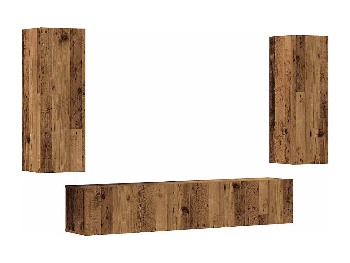 Berkfield Wall Mounted TV cabinets 4 pcs Old Wood Engineered Wood