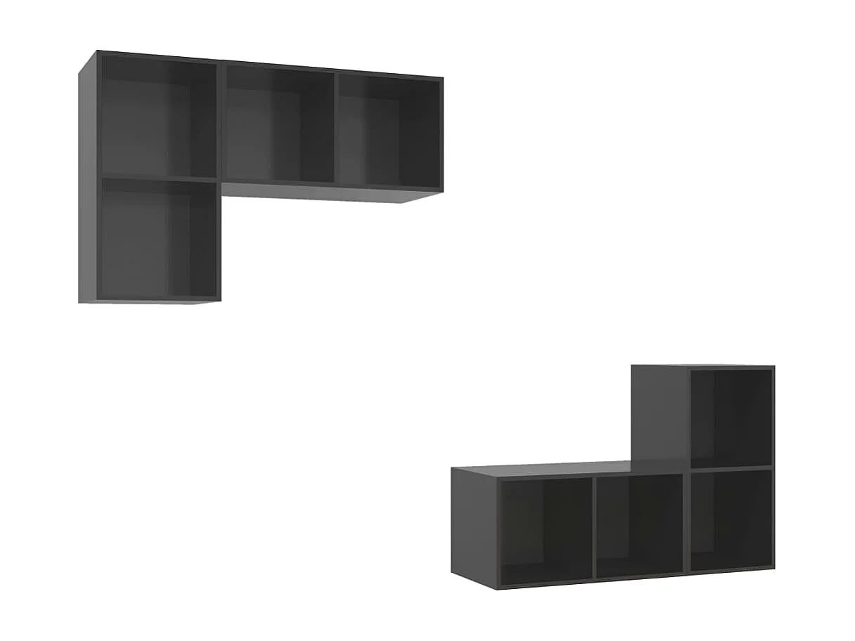 Berkfield Wall-mounted TV Cabinets 4 pcs High Gloss Grey Engineered Wood