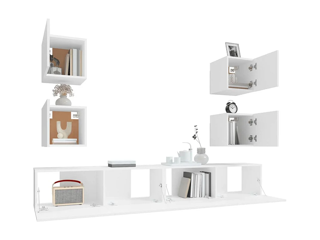 Berkfield 6 Piece TV Cabinet Set White Engineered Wood