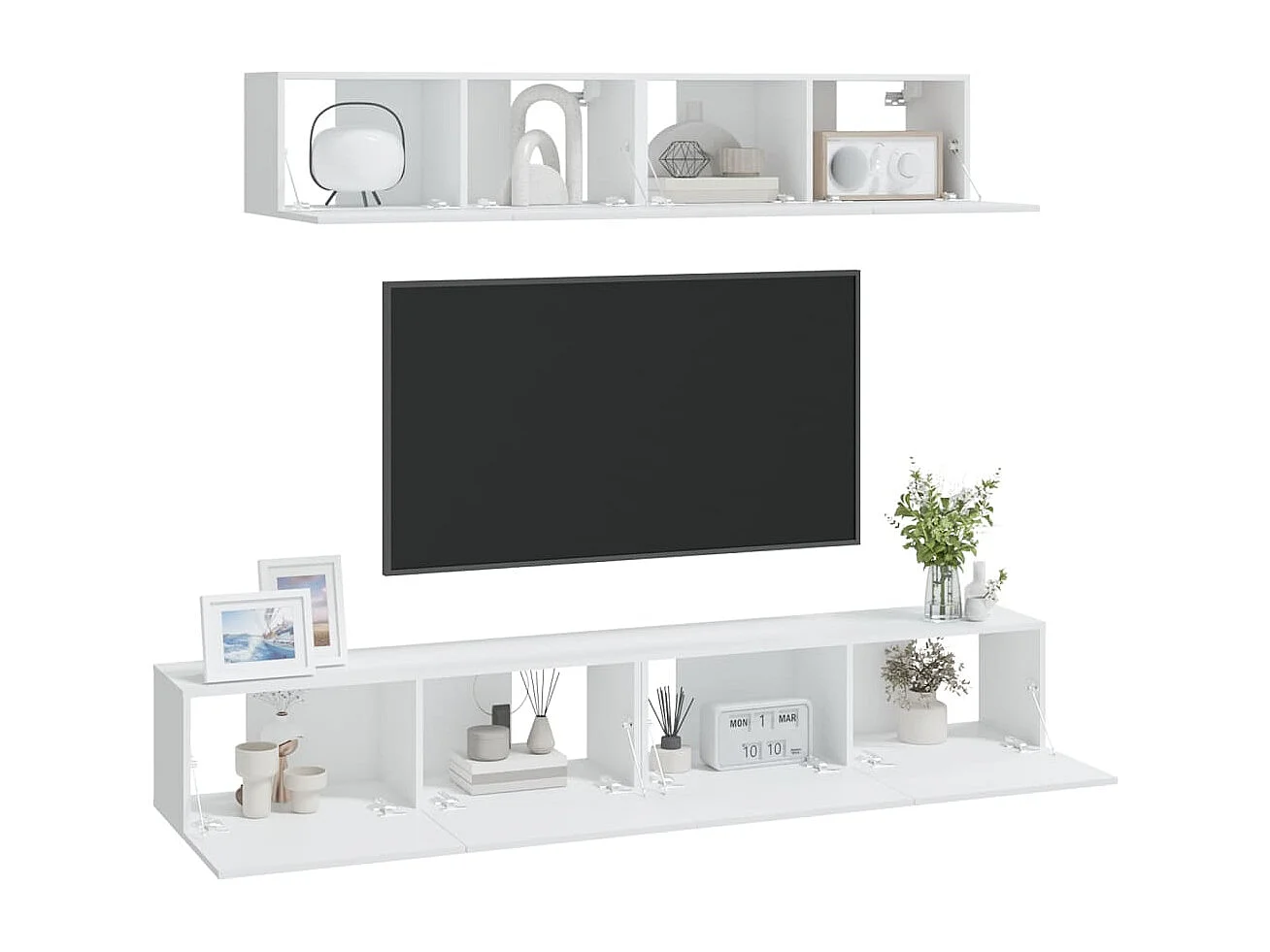 Berkfield 4 Piece TV Cabinet Set White Engineered Wood