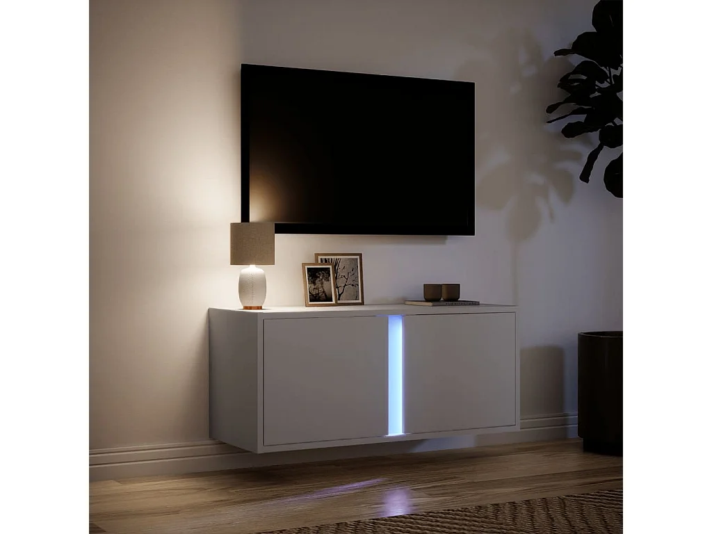 Berkfield TV Wall Cabinet with LED Lights White 80x31x35 cm