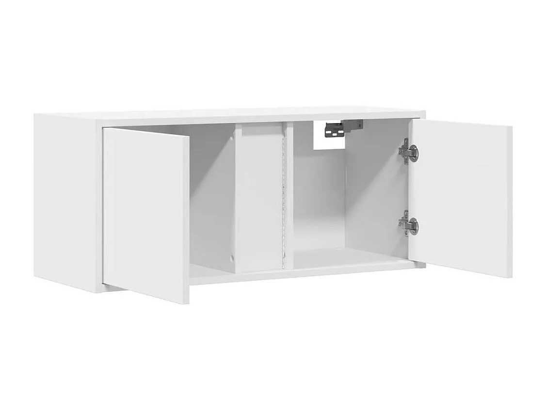 Berkfield TV Wall Cabinet with LED Lights White 80x31x35 cm