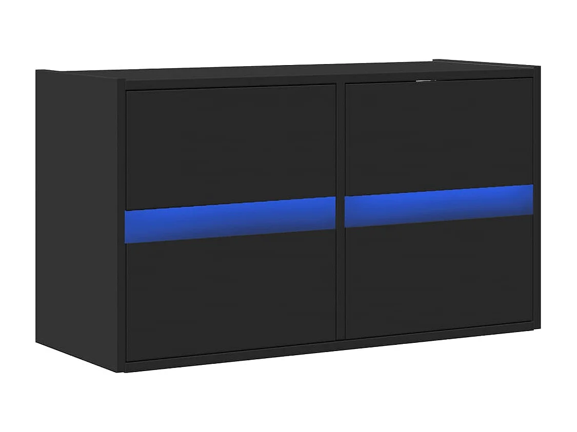 Berkfield TV Wall Cabinet with LED Lights Black 80x31x45 cm