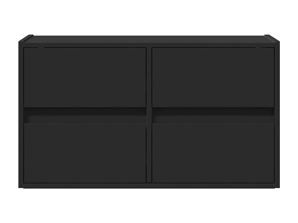 Berkfield TV Wall Cabinet with LED Lights Black 80x31x45 cm