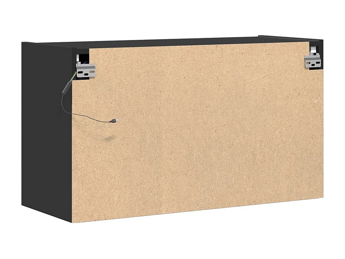Berkfield TV Wall Cabinet with LED Lights Black 80x31x45 cm