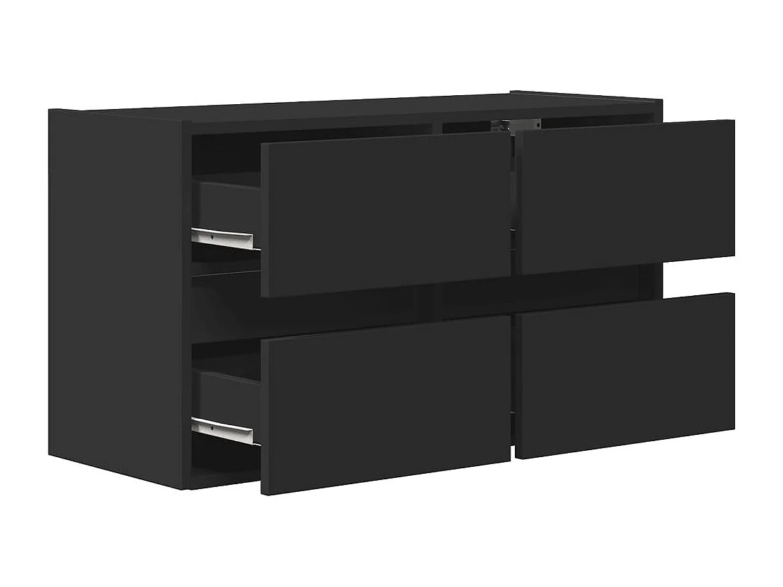 Berkfield TV Wall Cabinet with LED Lights Black 80x31x45 cm