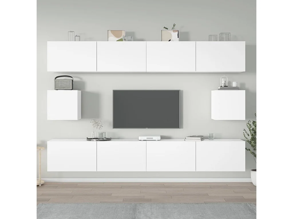 Berkfield 6 Piece TV Cabinet Set White Engineered Wood