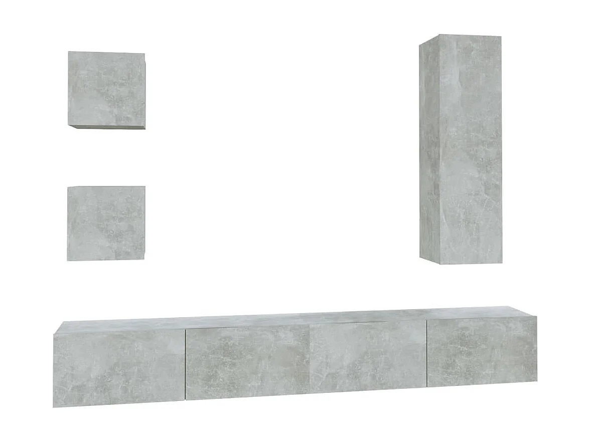 Berkfield 5 Piece TV Cabinet Set Concrete Grey Engineered Wood
