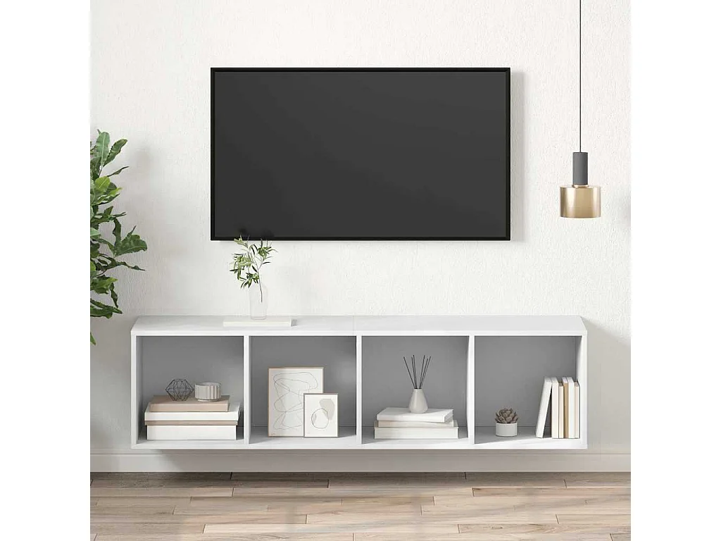Berkfield Wall-mounted TV Cabinet White 37x37x142.5 cm Engineered Wood