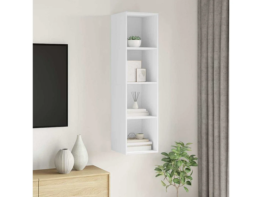 Berkfield Wall-mounted TV Cabinet White 37x37x142.5 cm Engineered Wood