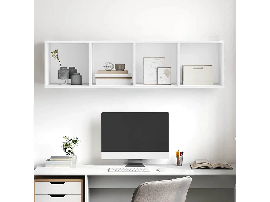 Berkfield Wall-mounted TV Cabinet White 37x37x142.5 cm Engineered Wood