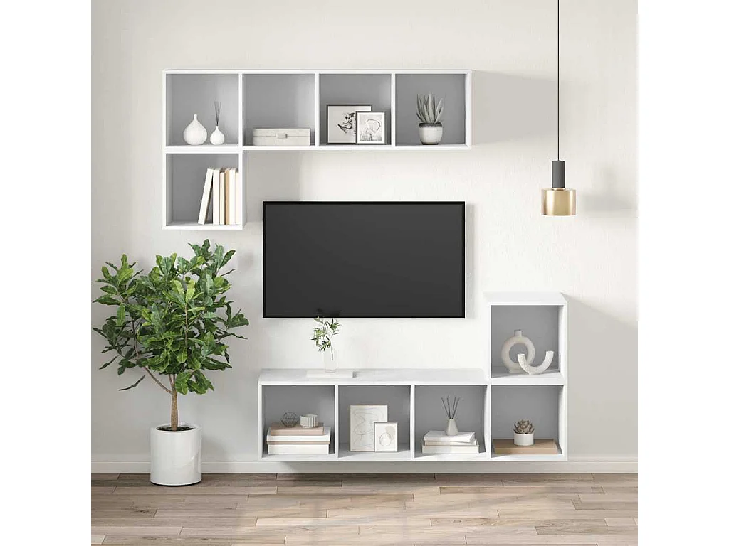 Berkfield Wall-mounted TV Cabinet White 37x37x142.5 cm Engineered Wood