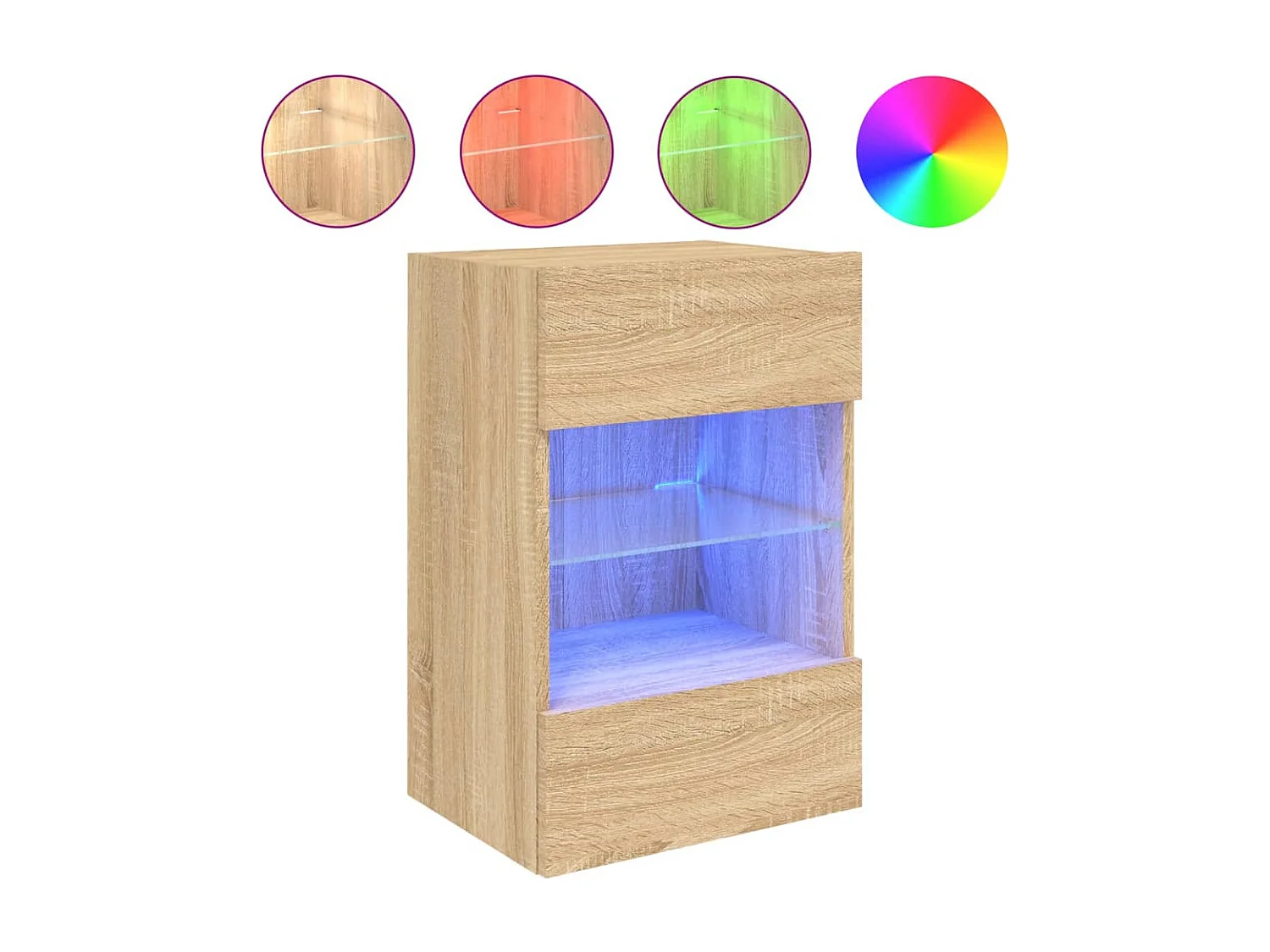 Berkfield TV Wall Cabinet with LED Lights Sonoma Oak 40x30x60.5 cm