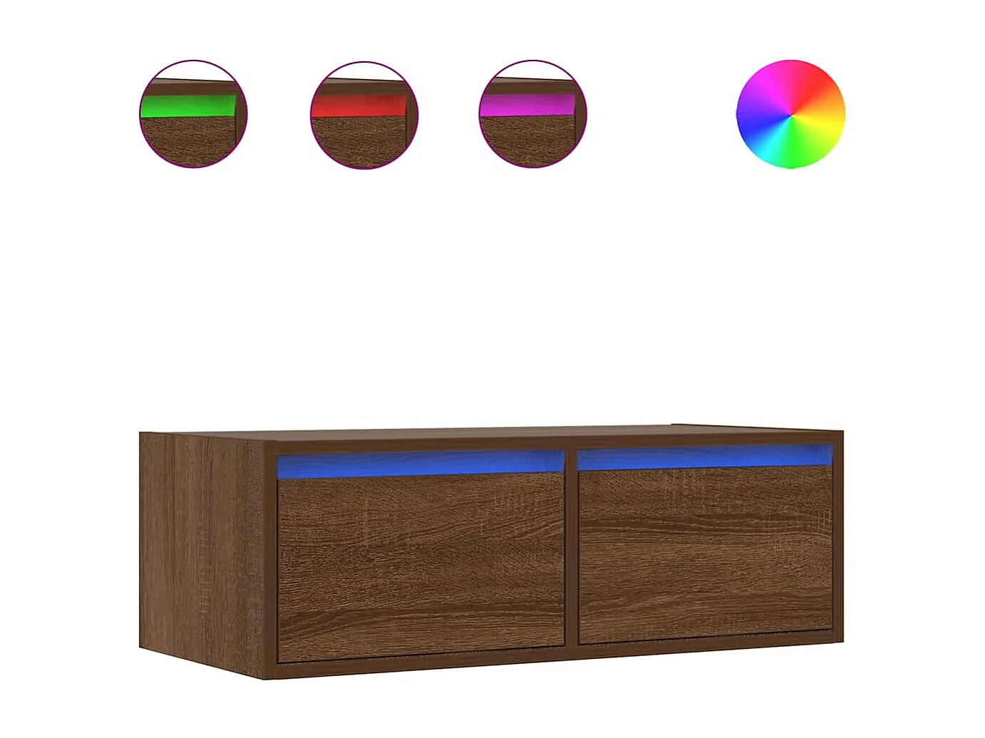 Berkfield TV Cabinet with LED Lights Brown Oak 75x35.5x25 cm
