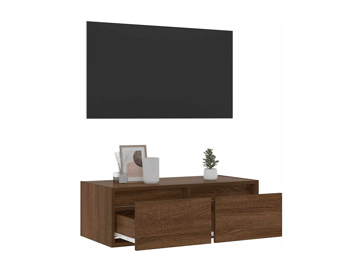 Berkfield TV Cabinet with LED Lights Brown Oak 75x35.5x25 cm