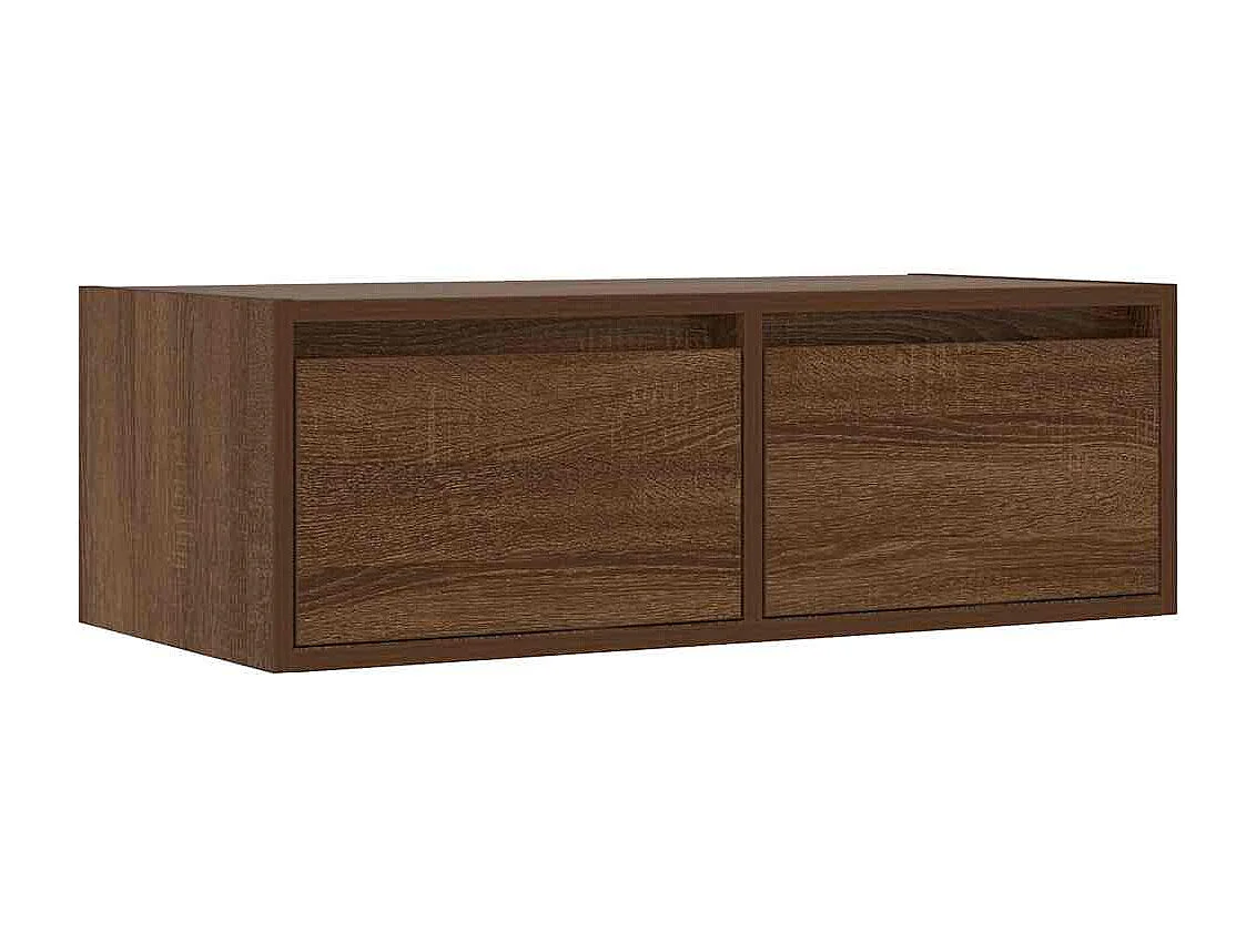 Berkfield TV Cabinet with LED Lights Brown Oak 75x35.5x25 cm