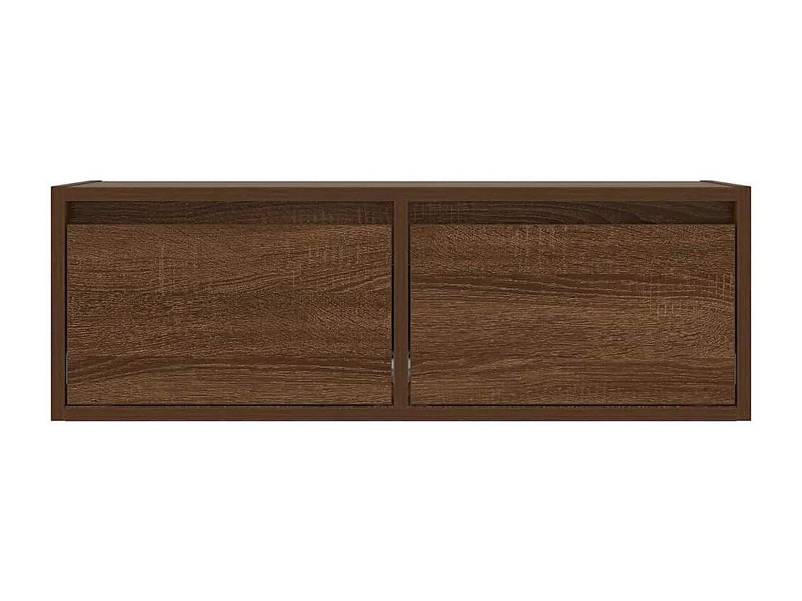 Berkfield TV Cabinet with LED Lights Brown Oak 75x35.5x25 cm