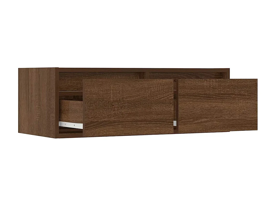 Berkfield TV Cabinet with LED Lights Brown Oak 75x35.5x25 cm