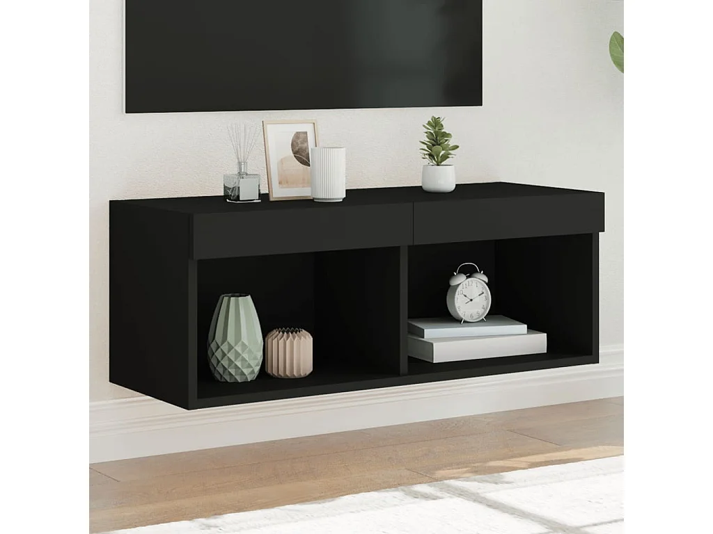 Berkfield TV Cabinet with LED Lights Black 80x30x30 cm