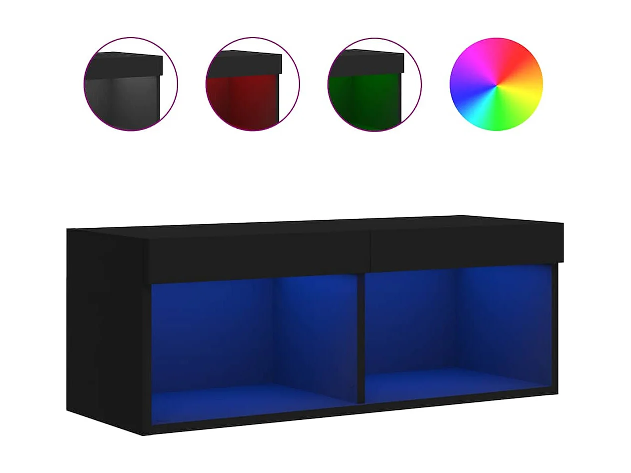 Berkfield TV Cabinet with LED Lights Black 80x30x30 cm