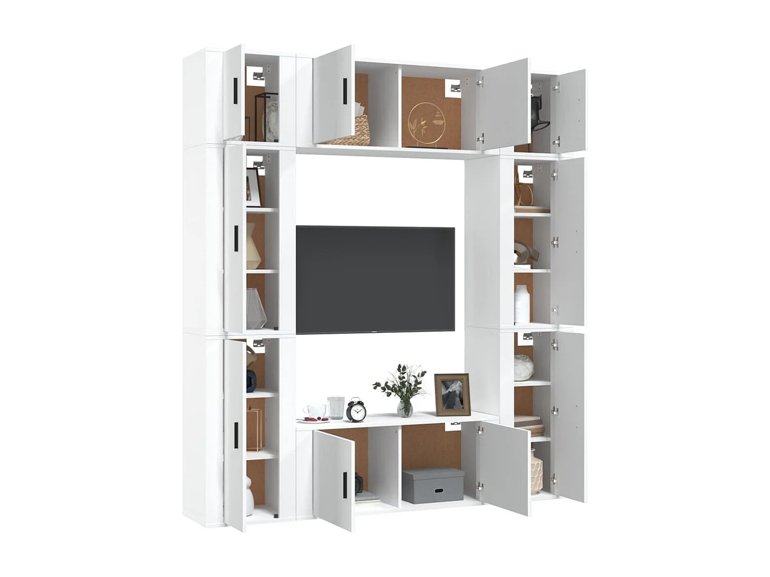 Berkfield 8 Piece TV Cabinet Set White Engineered Wood