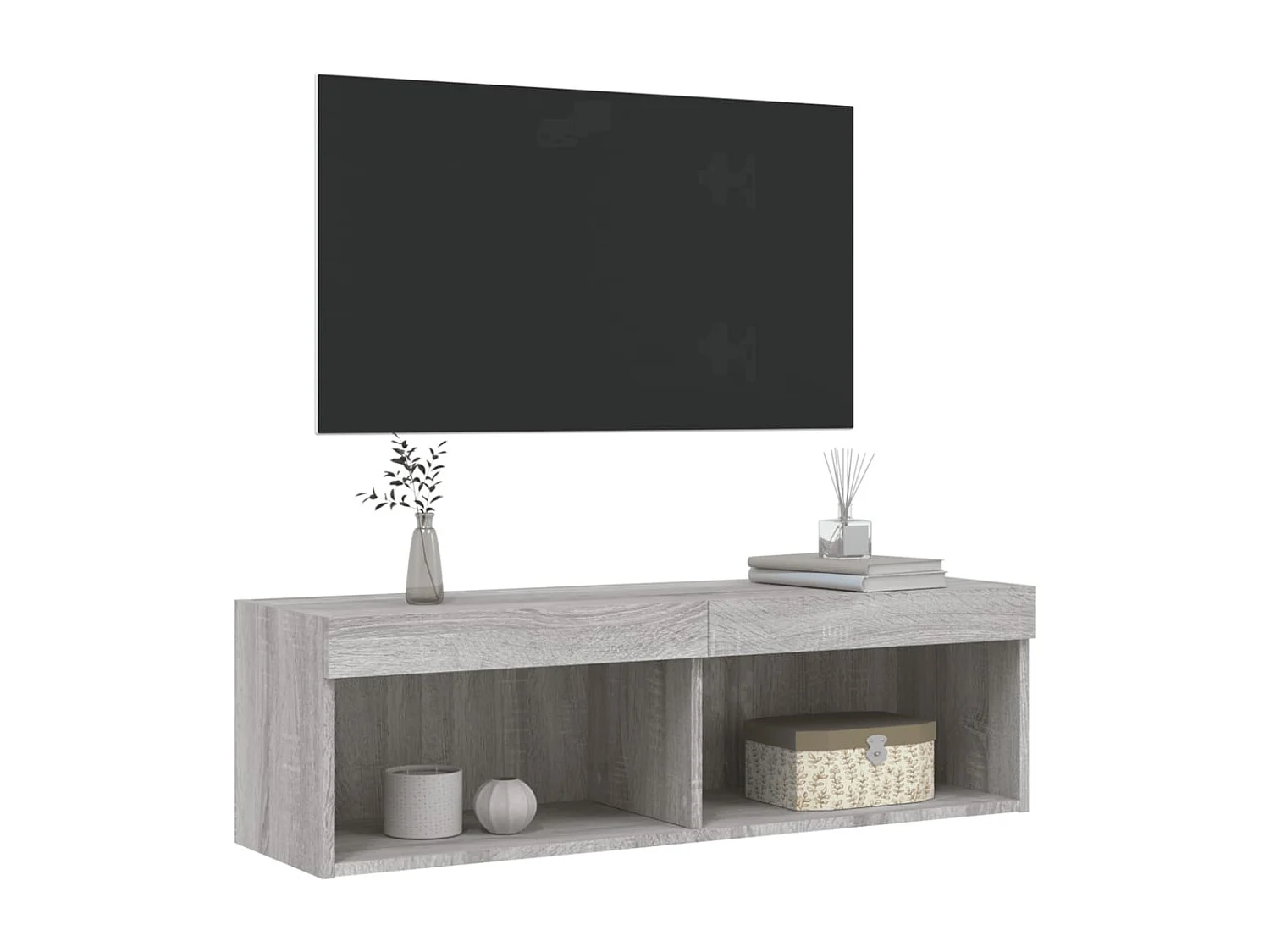 Berkfield TV Cabinet with LED Lights Grey Sonoma 100x30x30 cm