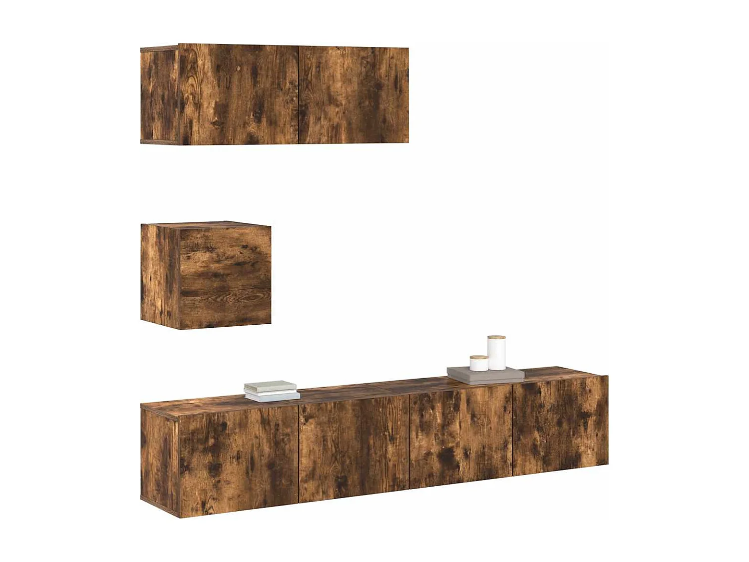 Berkfield 4 Piece TV Cabinet Set Smoked Oak Engineered Wood